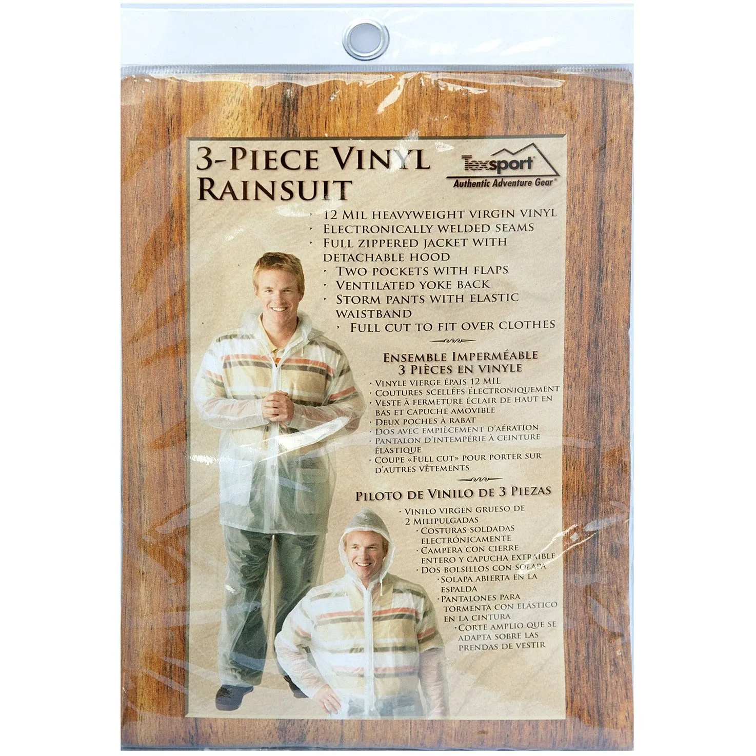 3 Piece Rain Suit, Vinyl, Clear, Various Sizes