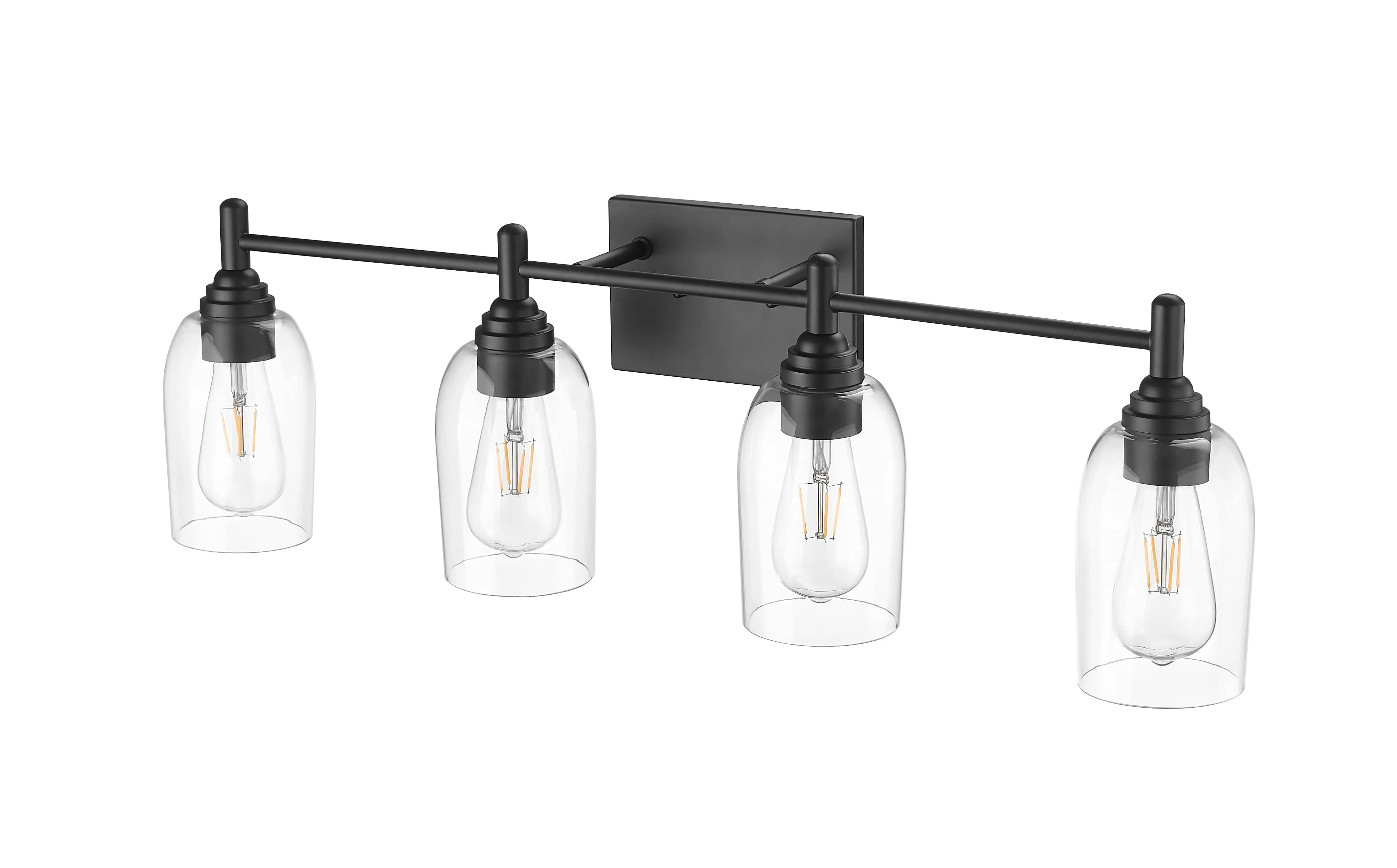4 Lamps Arlett Vanity Light - Matte Black - Clear Glass - 30.9in. Wide