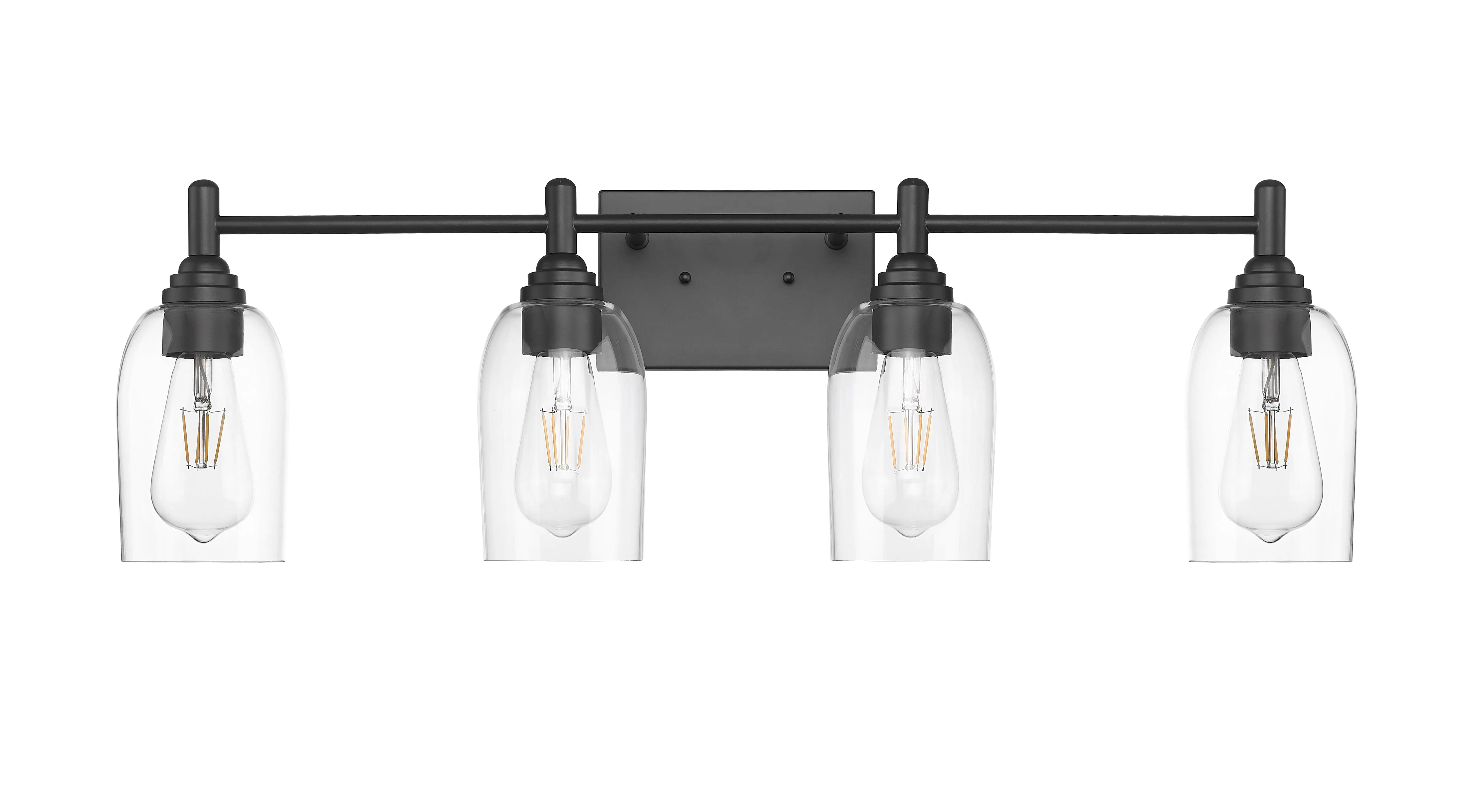 4 Lamps Arlett Vanity Light - Matte Black - Clear Glass - 30.9in. Wide