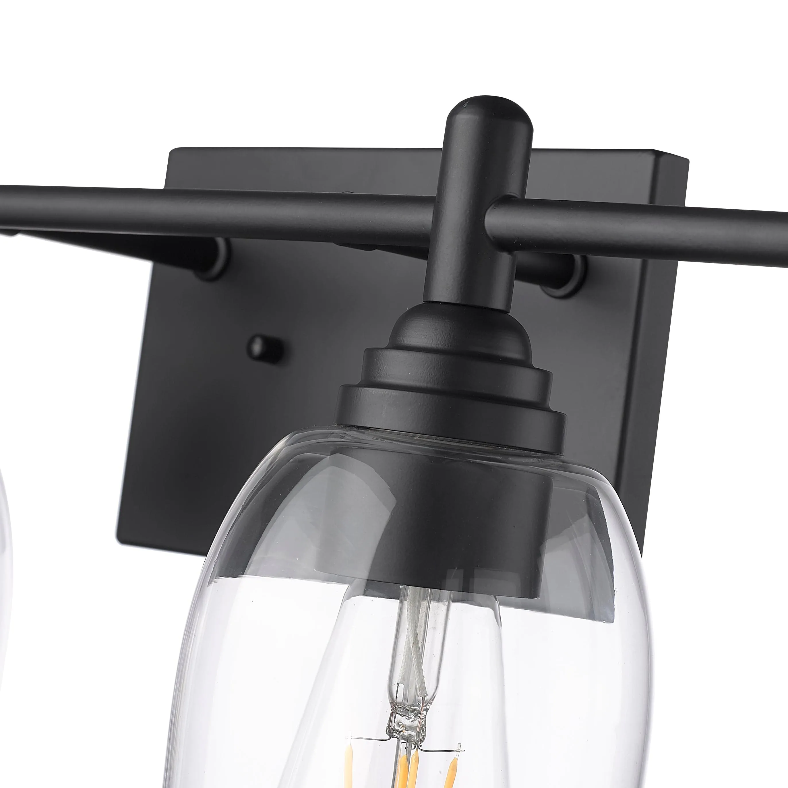 4 Lamps Arlett Vanity Light - Matte Black - Clear Glass - 30.9in. Wide