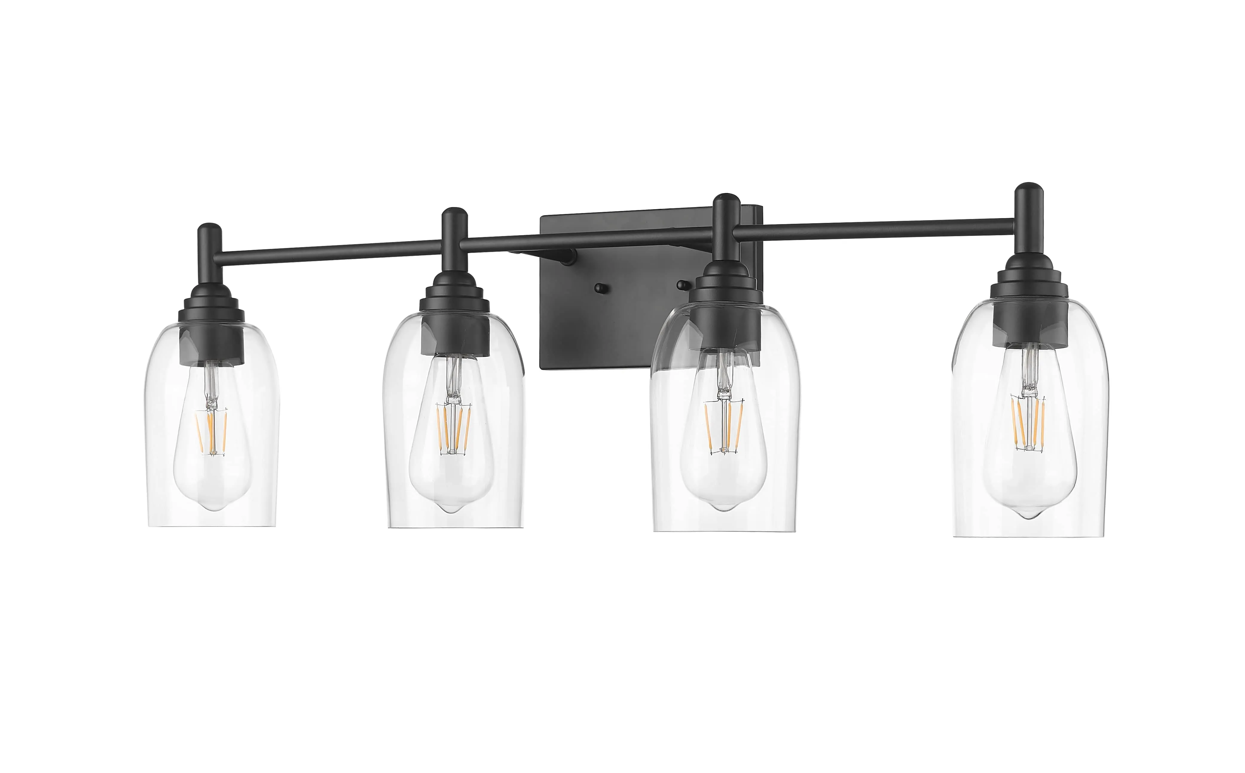4 Lamps Arlett Vanity Light - Matte Black - Clear Glass - 30.9in. Wide