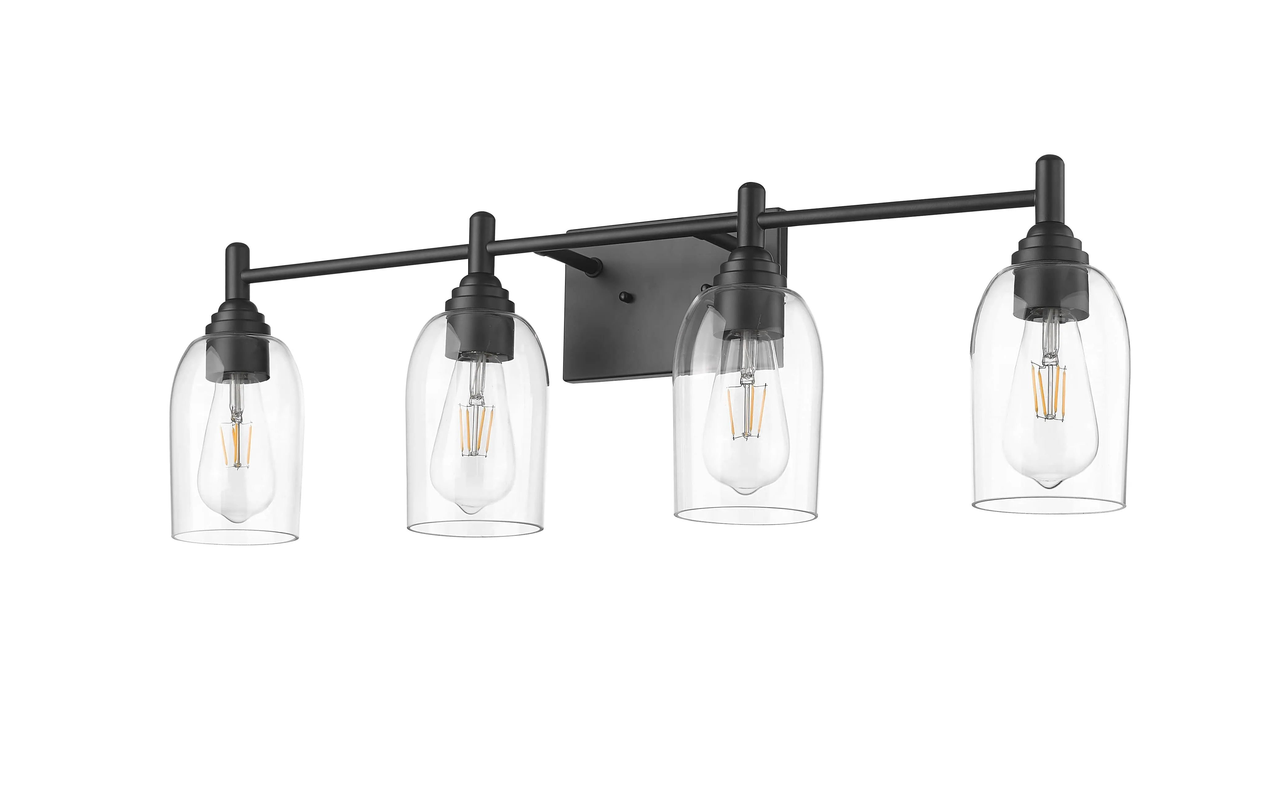 4 Lamps Arlett Vanity Light - Matte Black - Clear Glass - 30.9in. Wide