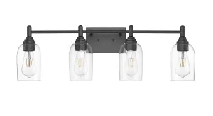 4 Lamps Arlett Vanity Light - Matte Black - Clear Glass - 30.9in. Wide