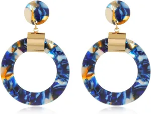 ANXIN Boho Exaggerated Creative Trapezoid Acrylic Earrings Retro Geometric Hollow Color Irregular Rectangle Earrings for Women