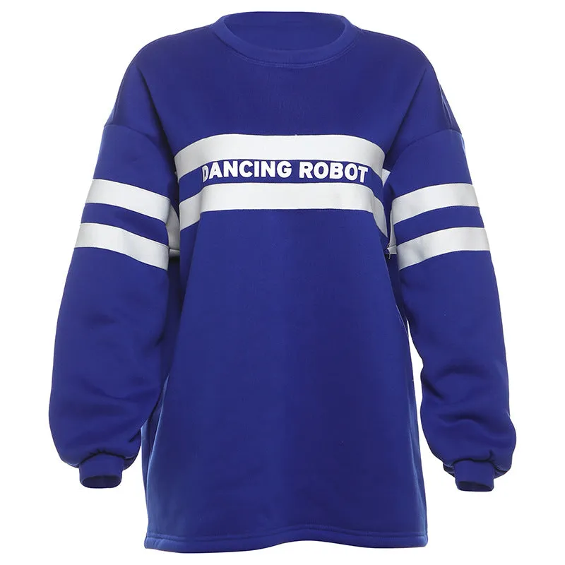 Autumn Winter Women Clothing Long Sleeve Round Neck Printed Loose Personality Trend Street Snap All Matching Hoodie