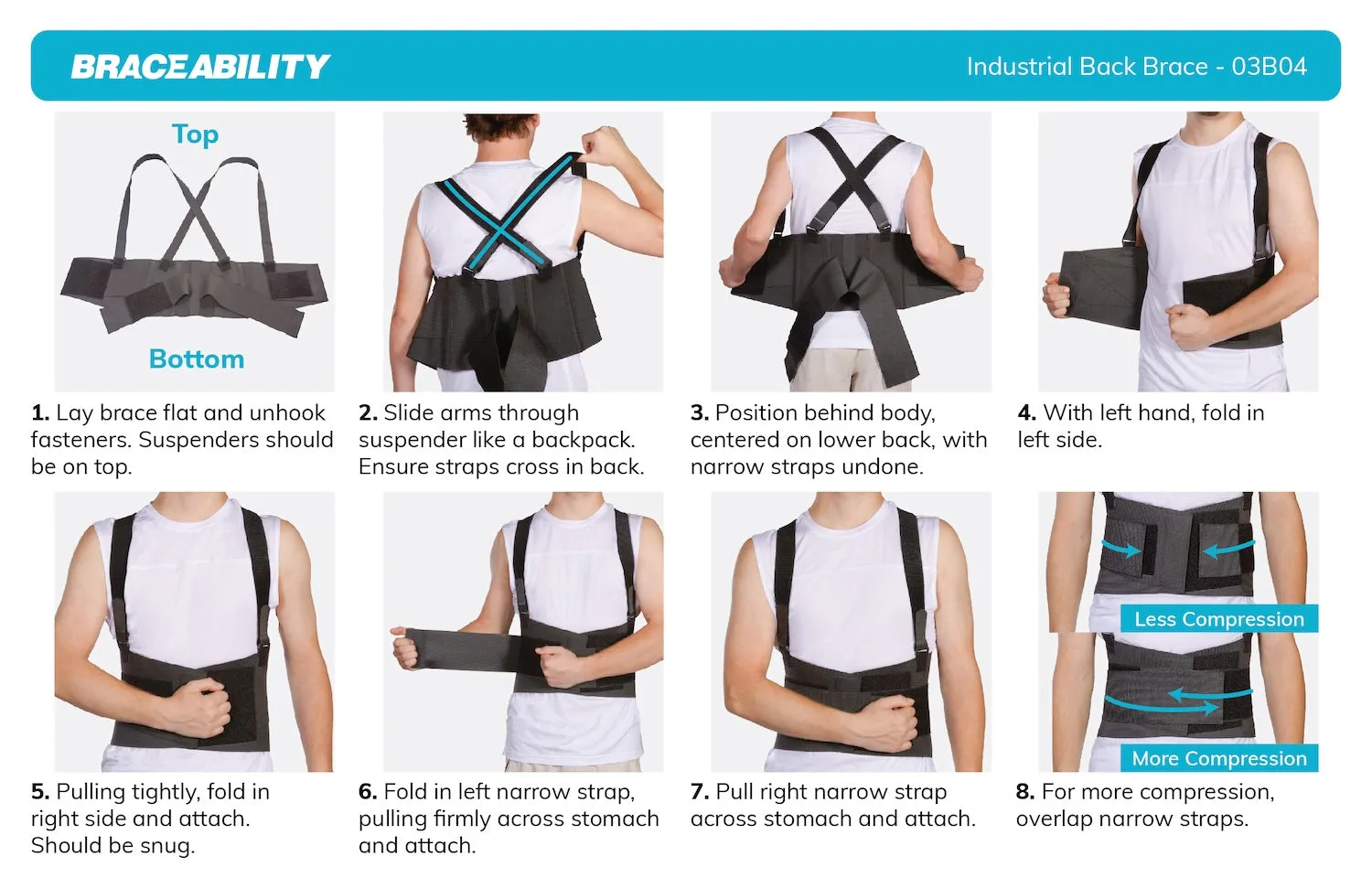 Back Brace for Work | Heavy Lifting Support Belt with Shoulder Straps for Industrial Construction and Warehouse Workers
