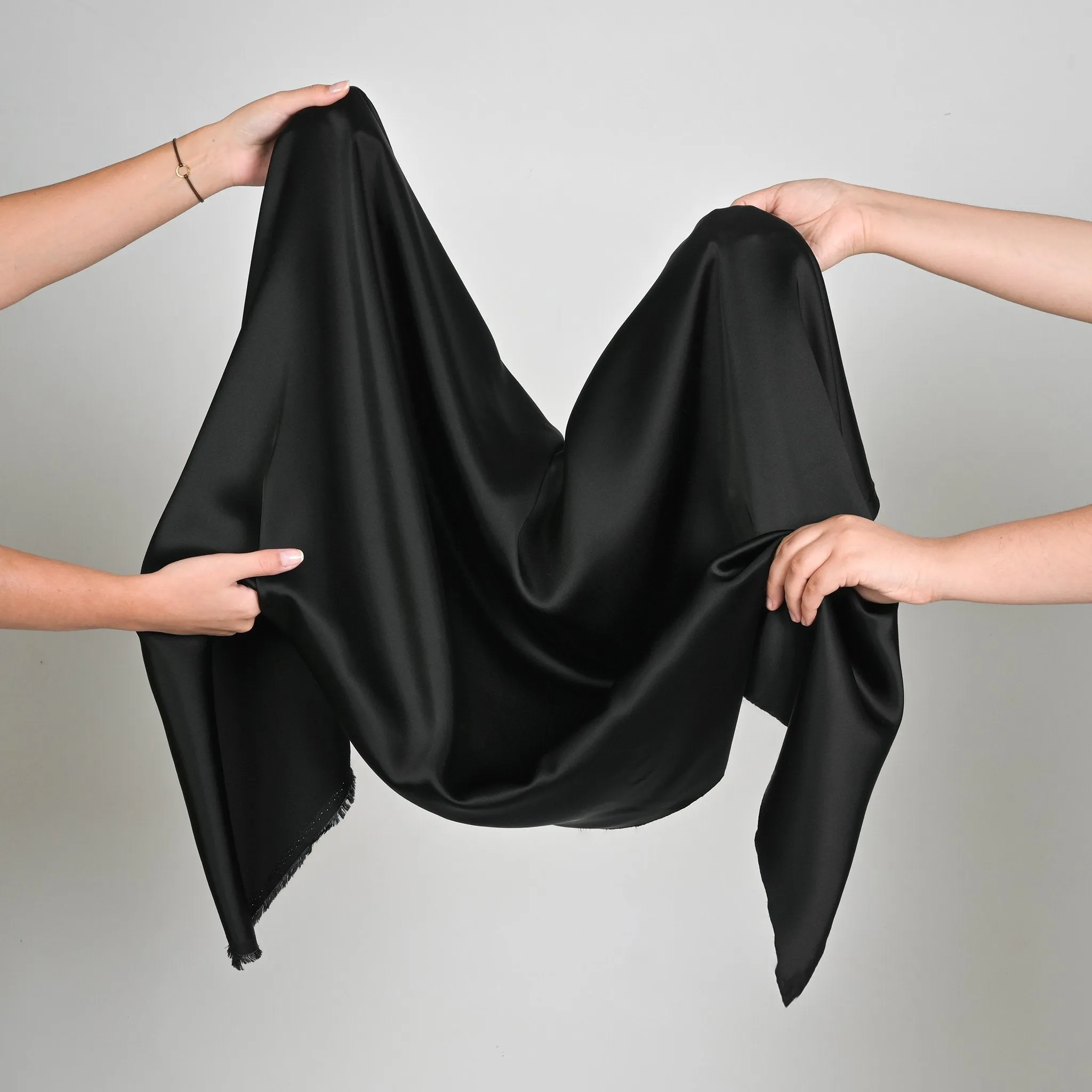 Black Satin Backed Crepe Fabric 2758