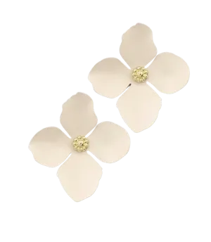Cream Petal Statement Stud Earrings
