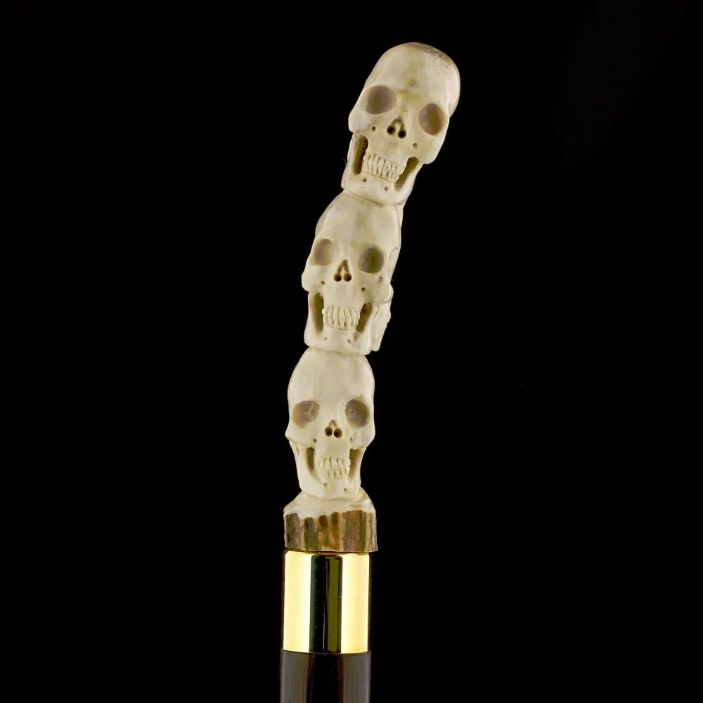 Cycle of Life Skull/Snake Bone Handle Walking Cane w/Custom Shaft and Collar