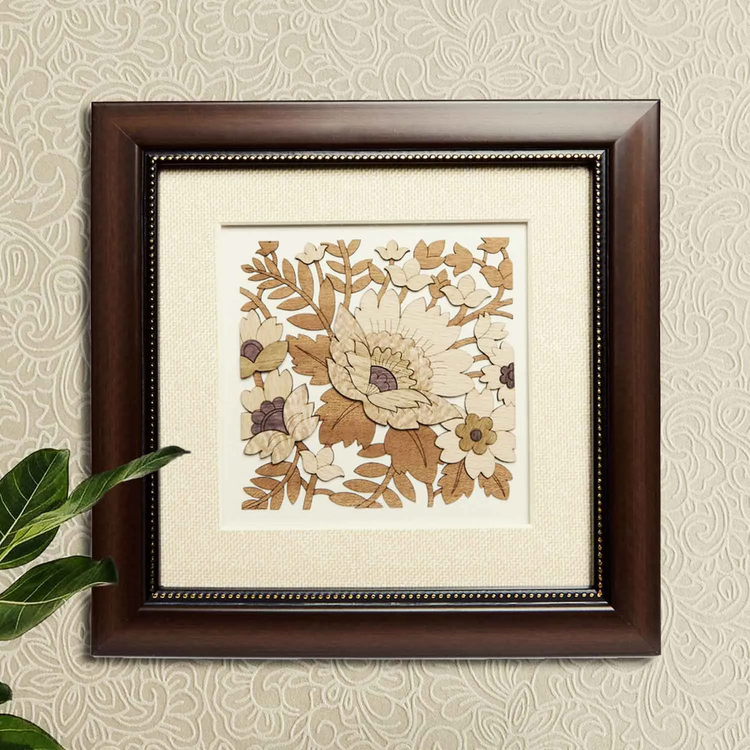 Floral Design Wood Art Frame 8 in x 8 in