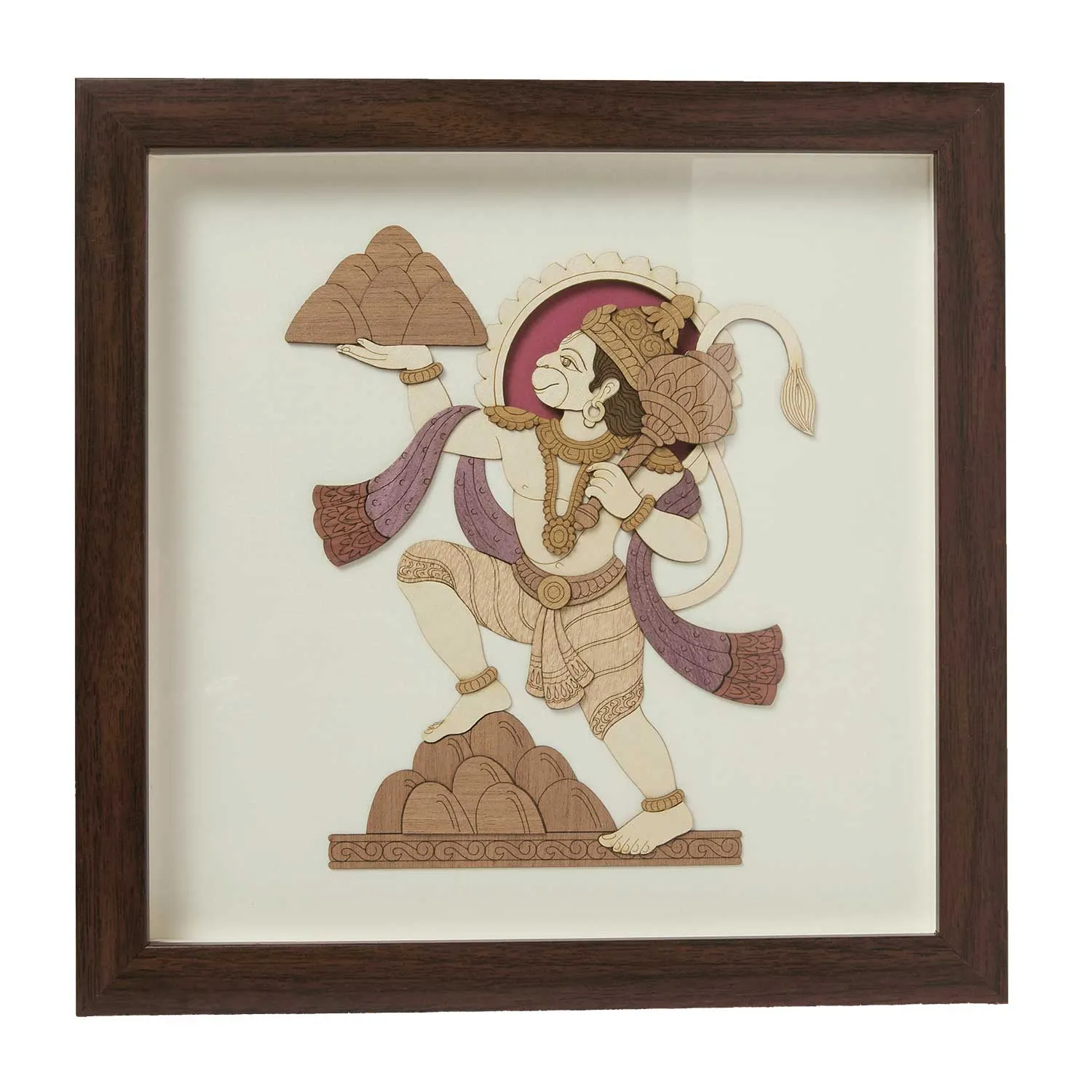 Hanumanji Wood Art Frame 10 in x 10 in