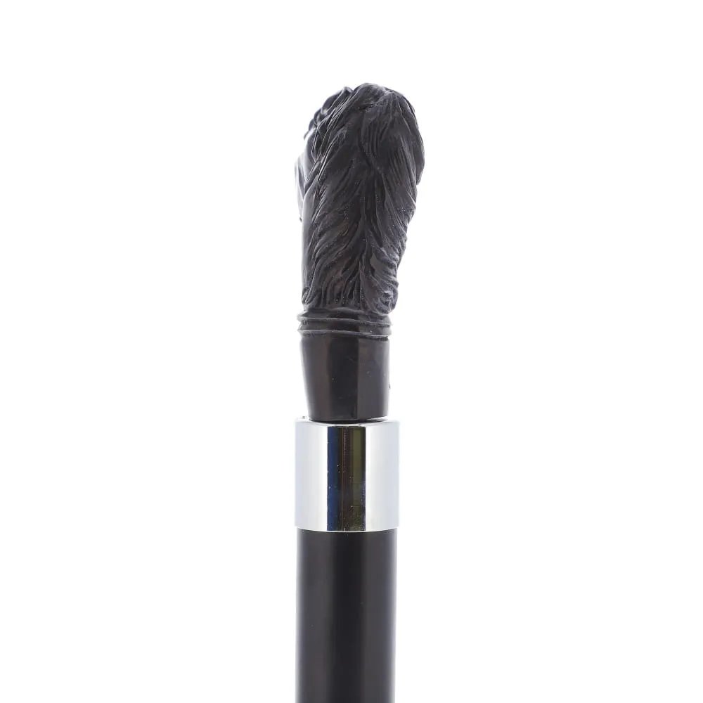 Horse Carving Dark Buffalo Horn Bone Handle Collector Cane w/Custom Shaft and Collar