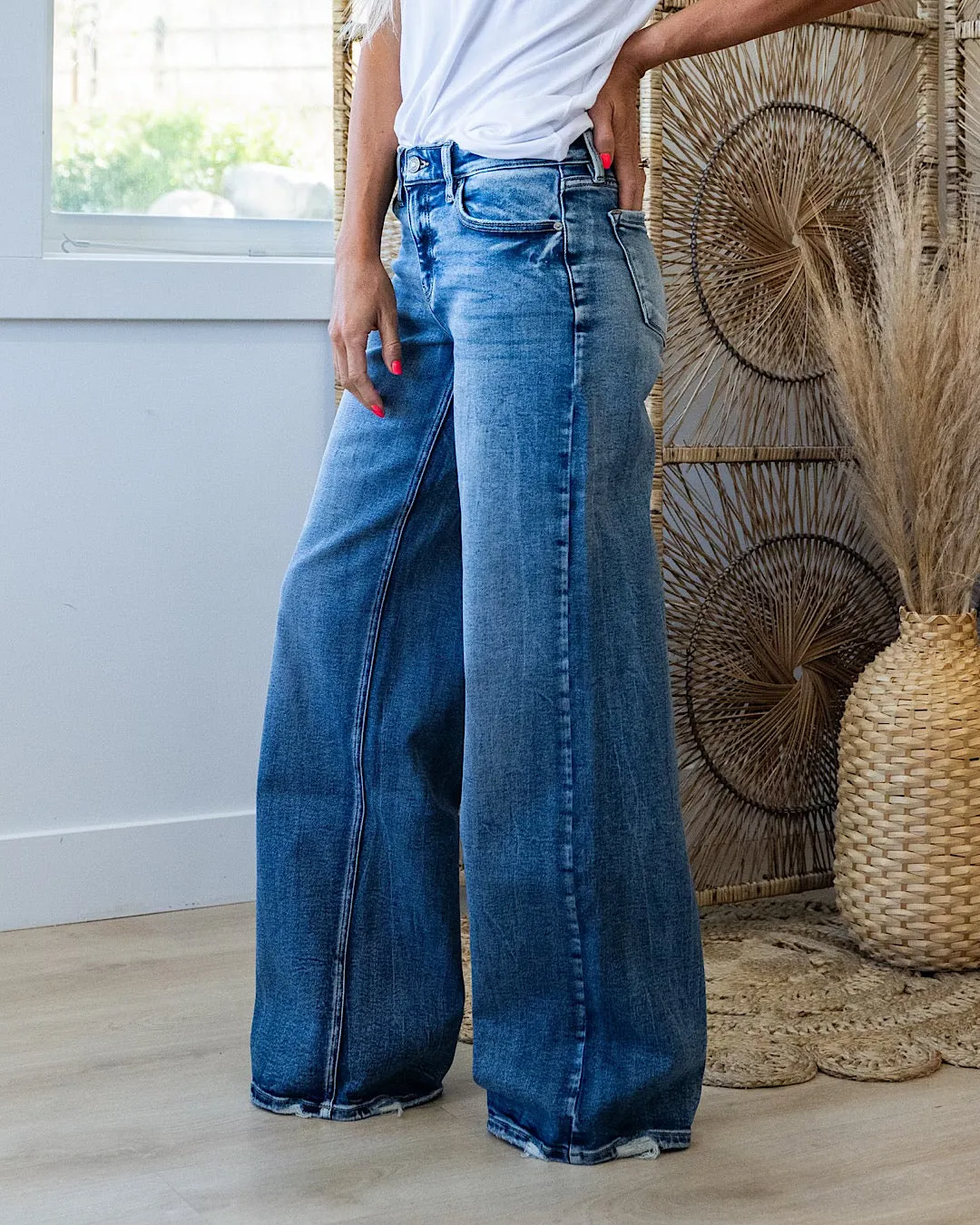 Elena Non-Distressed Wide-Leg Jeans by KanCan - Premium Quality Denim