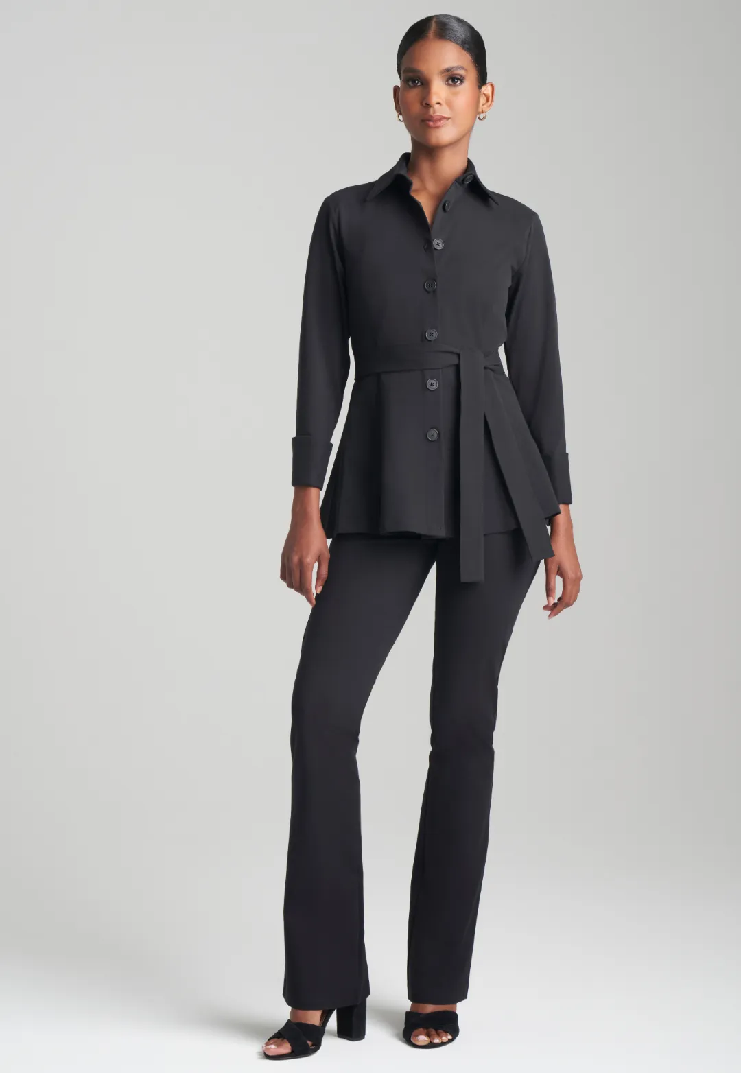Keaton Italian Stretch Blouse in Black