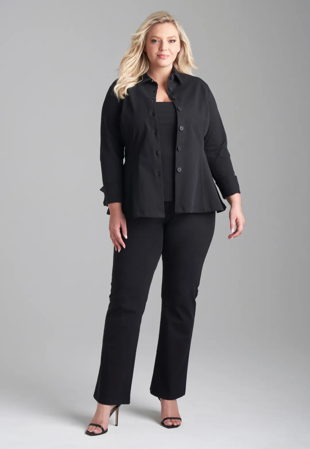 Keaton Italian Stretch Blouse in Black
