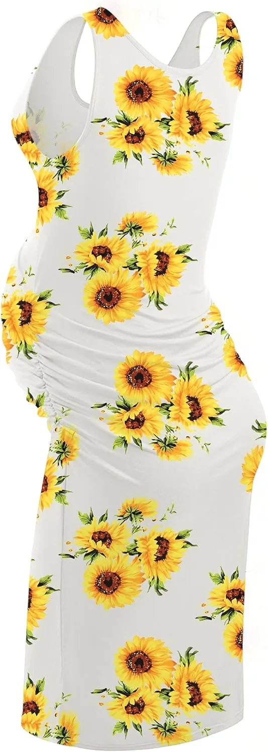 KIM S Women's Maternity Sleeveless Dresses S-XXL, Summer Bodycon Dress for Daily or Baby Shower