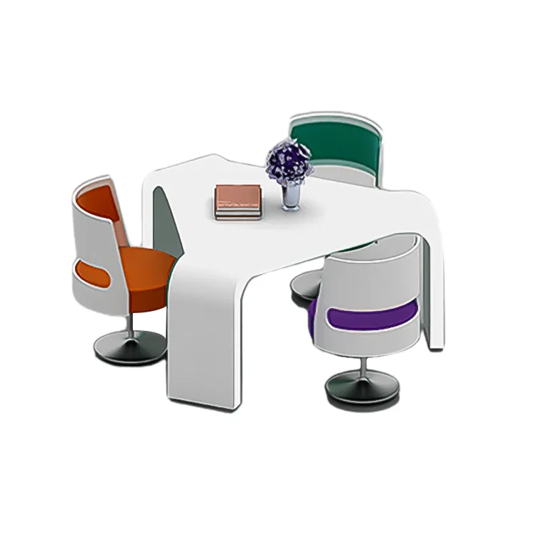 Lacquered reception and negotiation triangle business conference table and chairs HYZ-1071