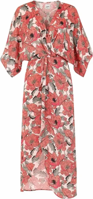 Lezat Joey Summer Maxi Dresse for Women - V Neck Flutter Short Sleeve Maxi Dress - Casual Summer Dress for Women, Large
