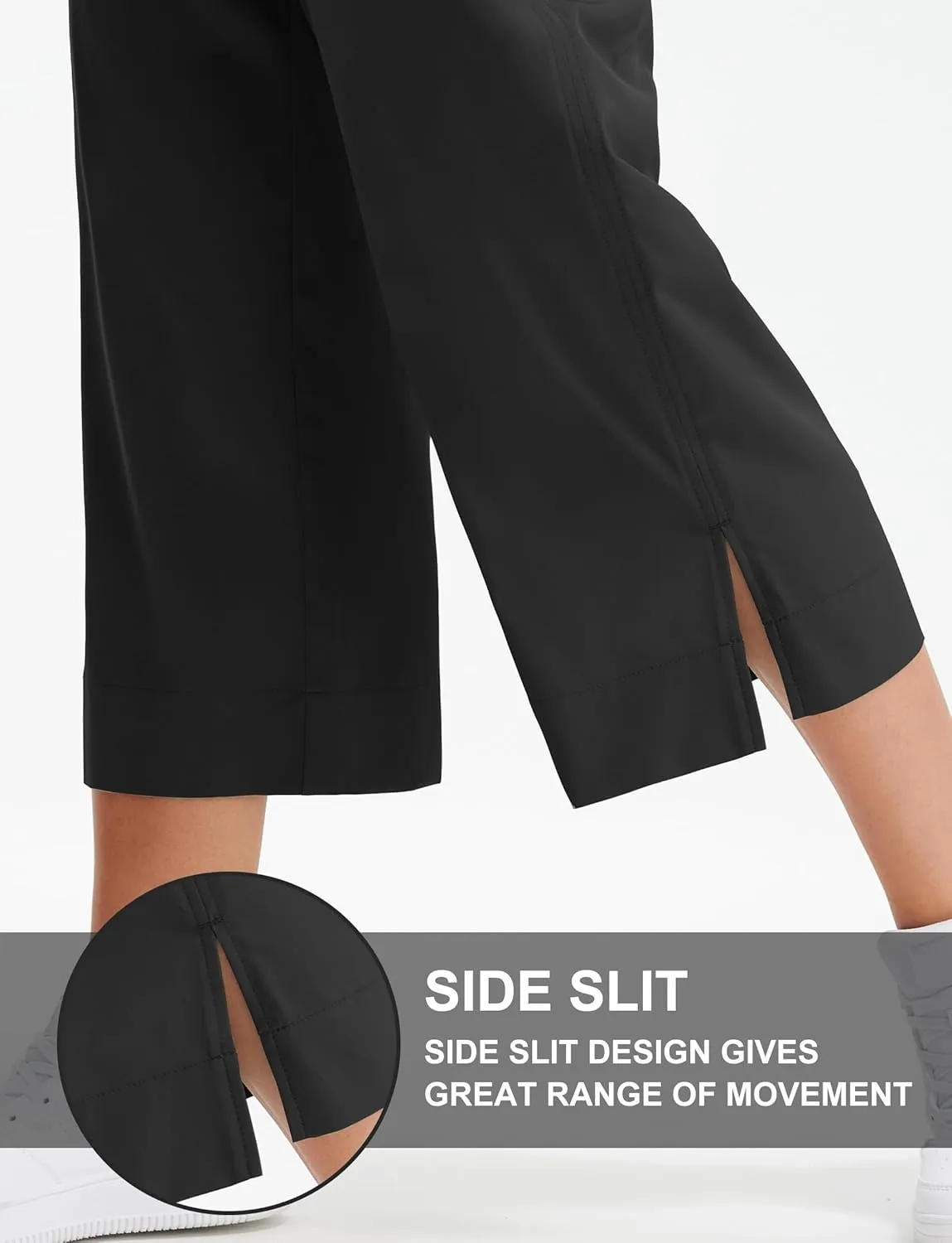 Libin Lightweight Wide Leg Capri Pants for Women High Waisted Quick Dry Casual Travel Pants Loose with Pockets Walking