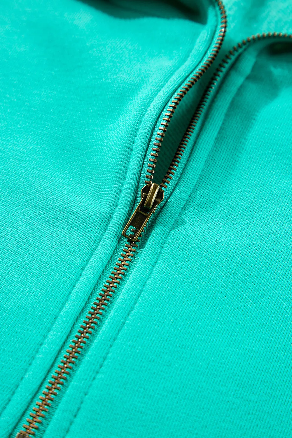 Light Grey Fleece Lined Half Zipper Kangaroo Pockets Loose Hoodie