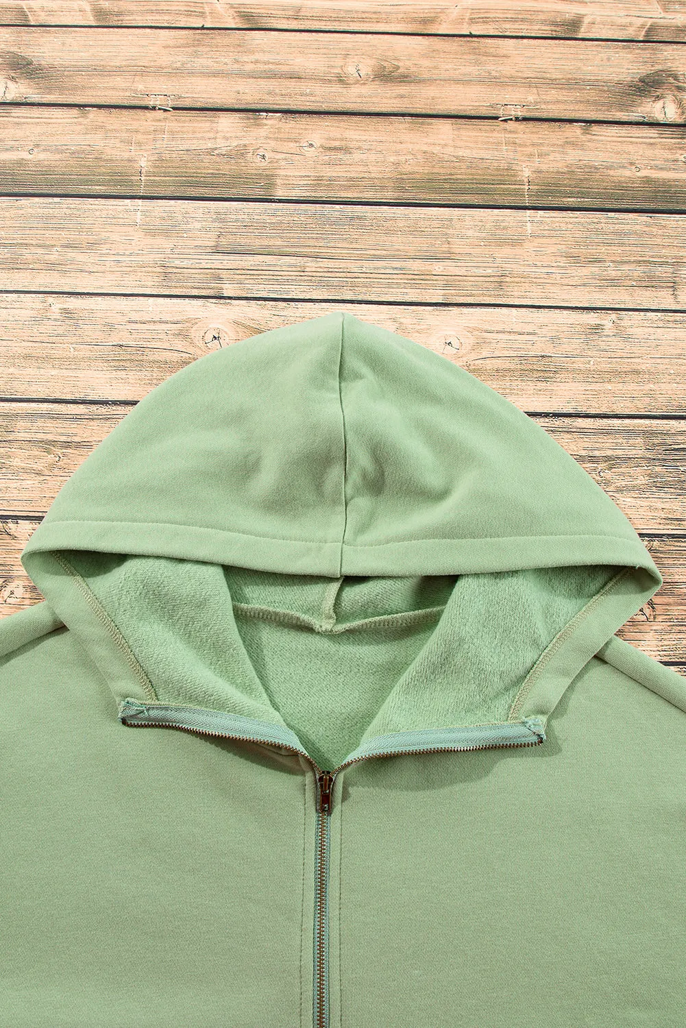 Light Grey Fleece Lined Half Zipper Kangaroo Pockets Loose Hoodie