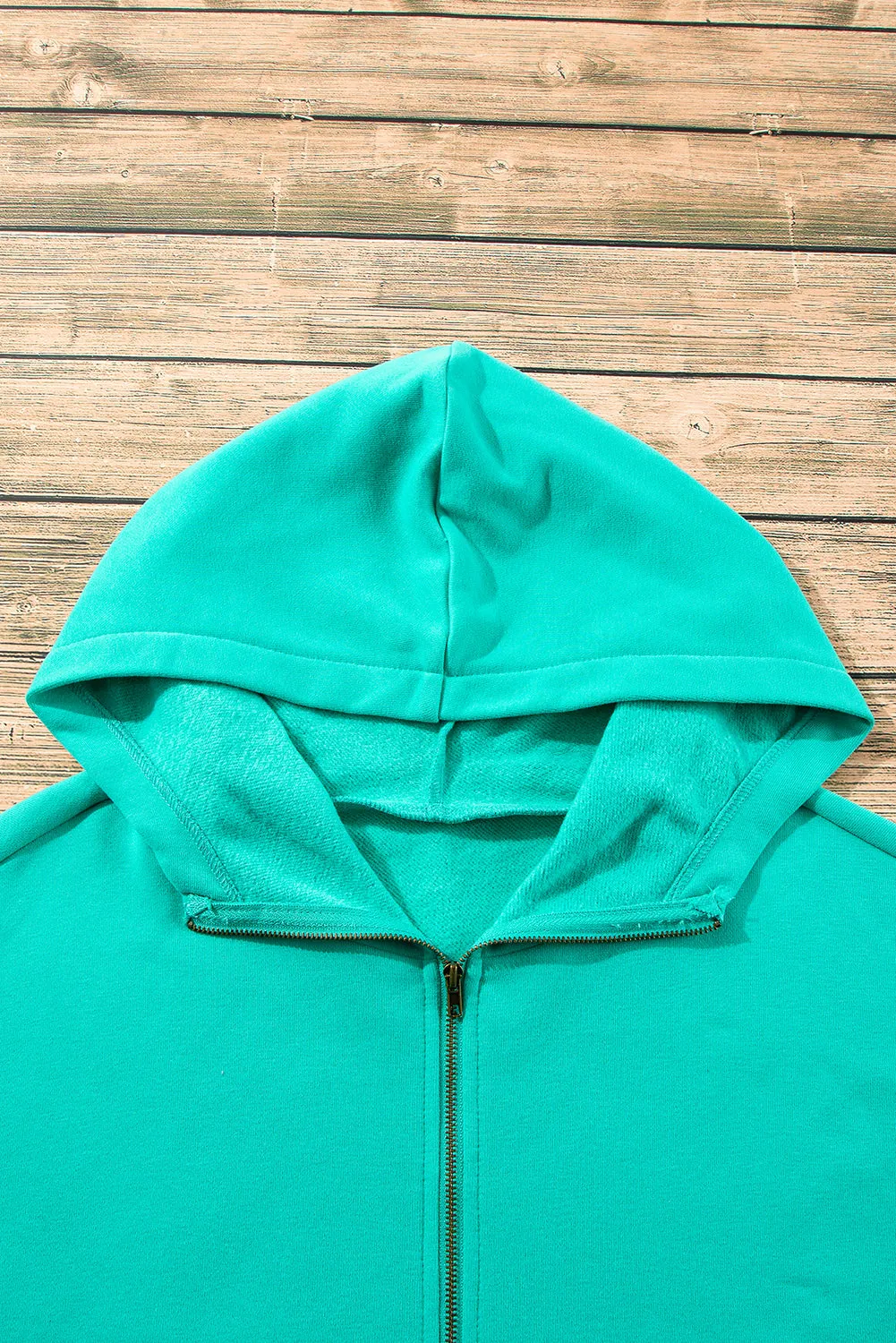 Light Grey Fleece Lined Half Zipper Kangaroo Pockets Loose Hoodie