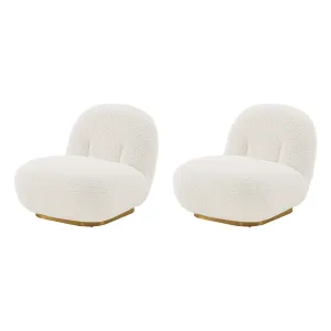 Manhattan Comfort Modern Edina Boucle Accent Chair in White - Set of 2