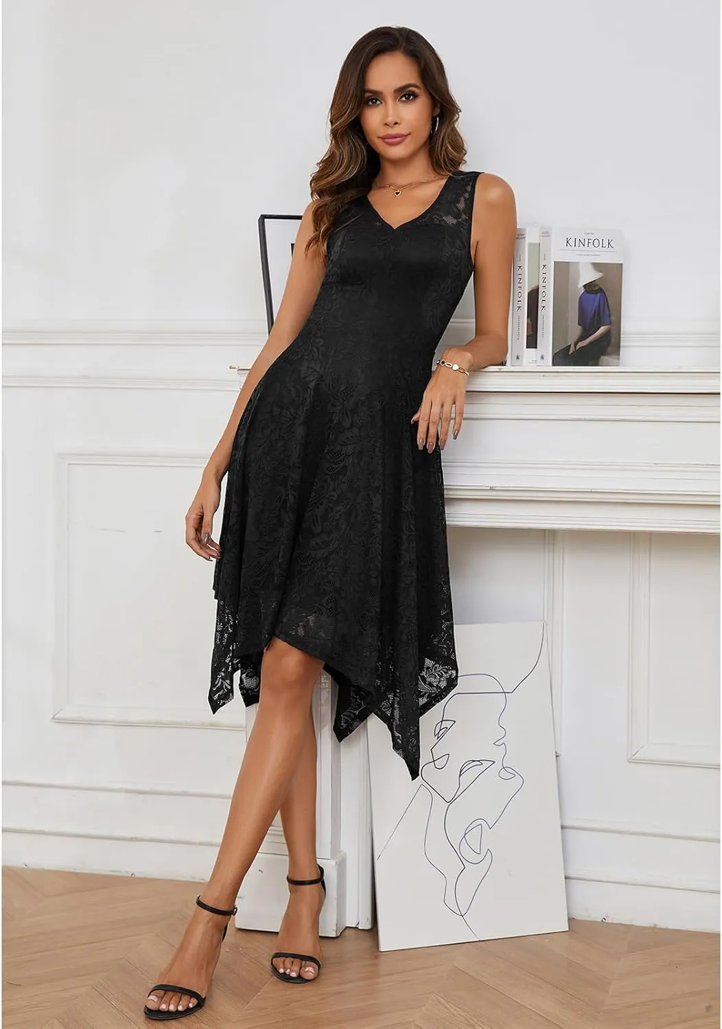 Meetjen Women's Cocktail Party Dresses 2025 Handkerchief Hem Lace Formal Wedding Guest Bridesmaid Fancy Prom Dress