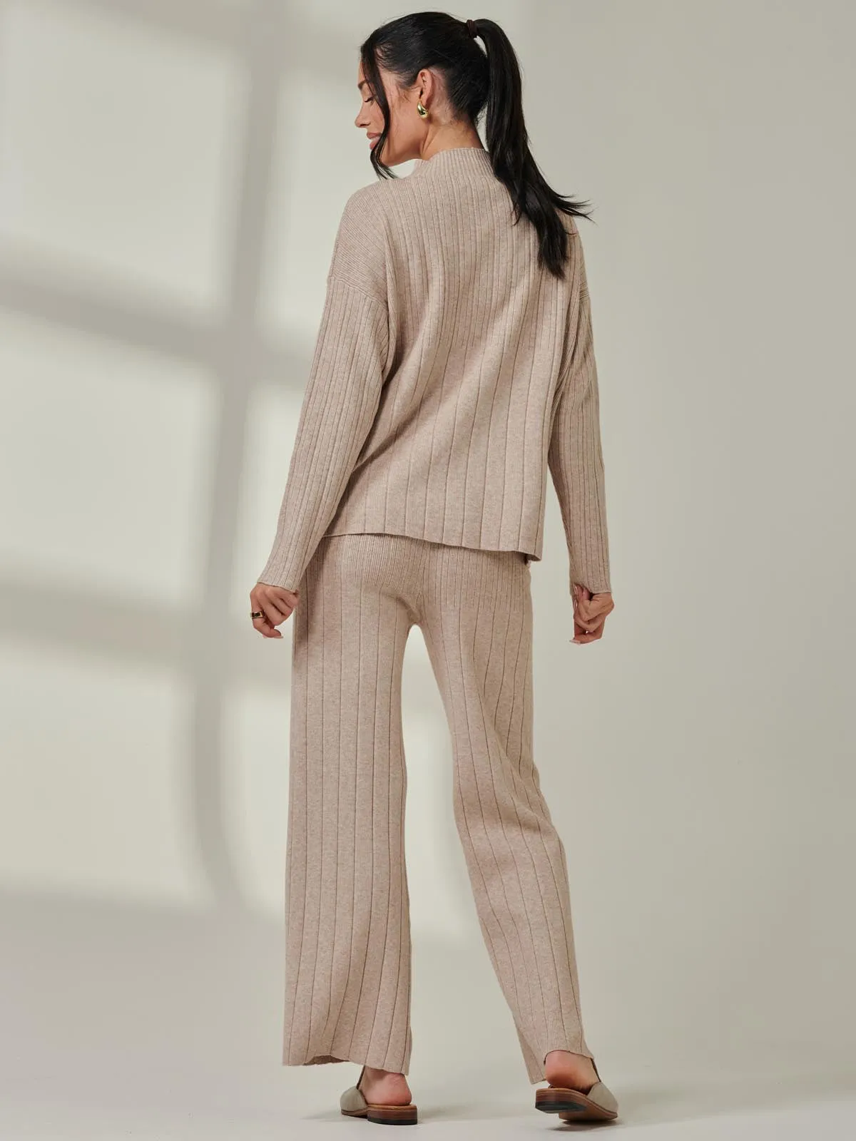 Mockneck Pocket Knit Jumper, Mink Heather