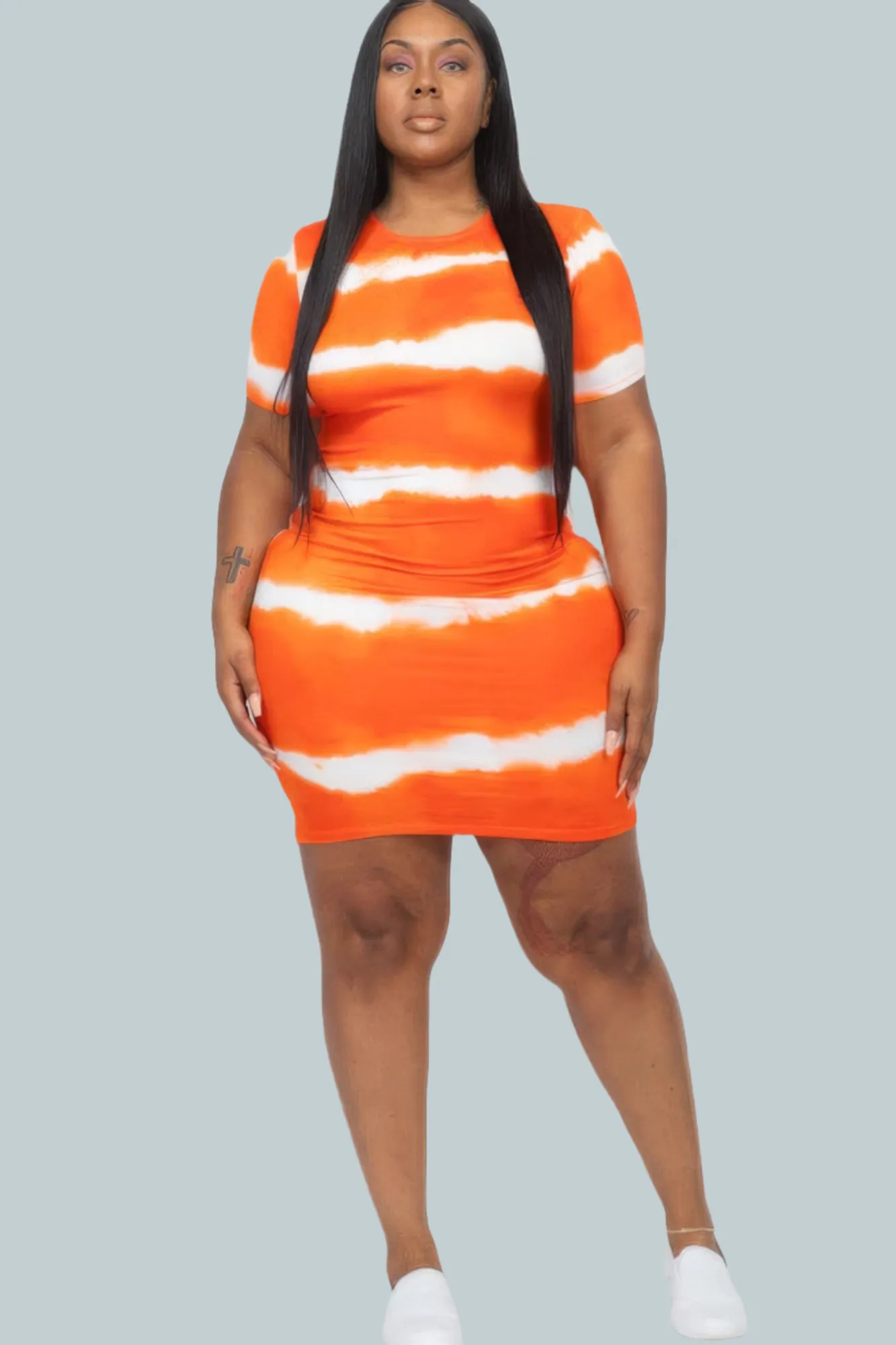 Plus Size Tie-dye Print Bodycon Dress