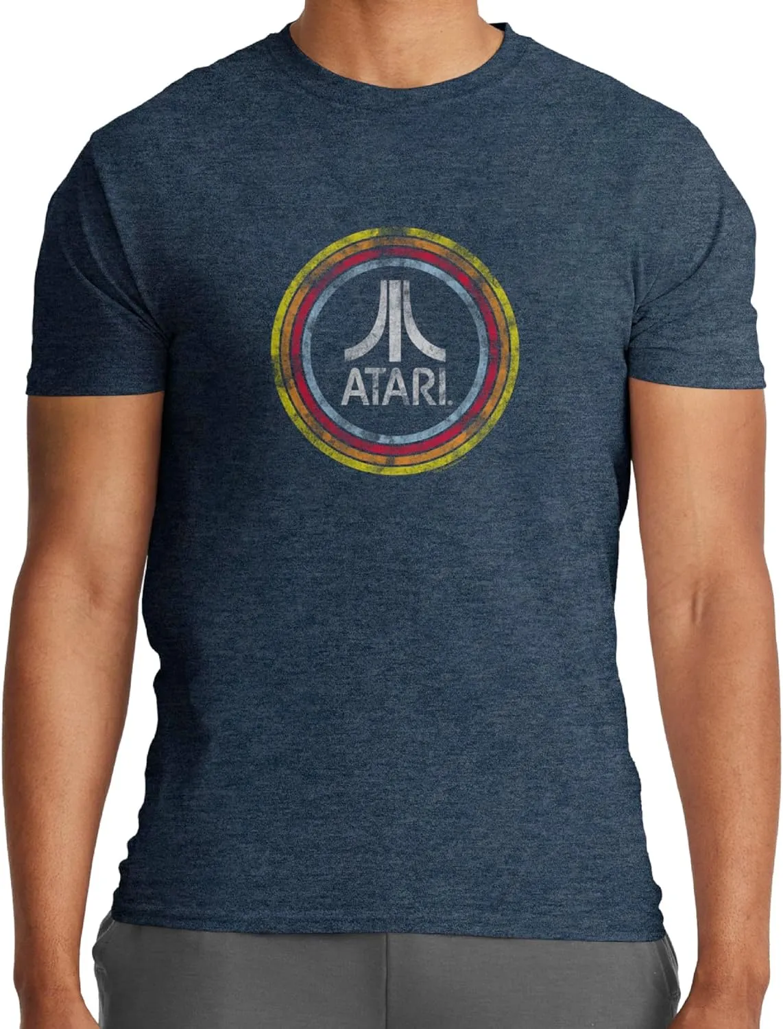 Ripple Junction Atari Men's Short Sleeve T-Shirt Distressed Classic Retro Fuji Logo in Circles Vintage Officially Licensed