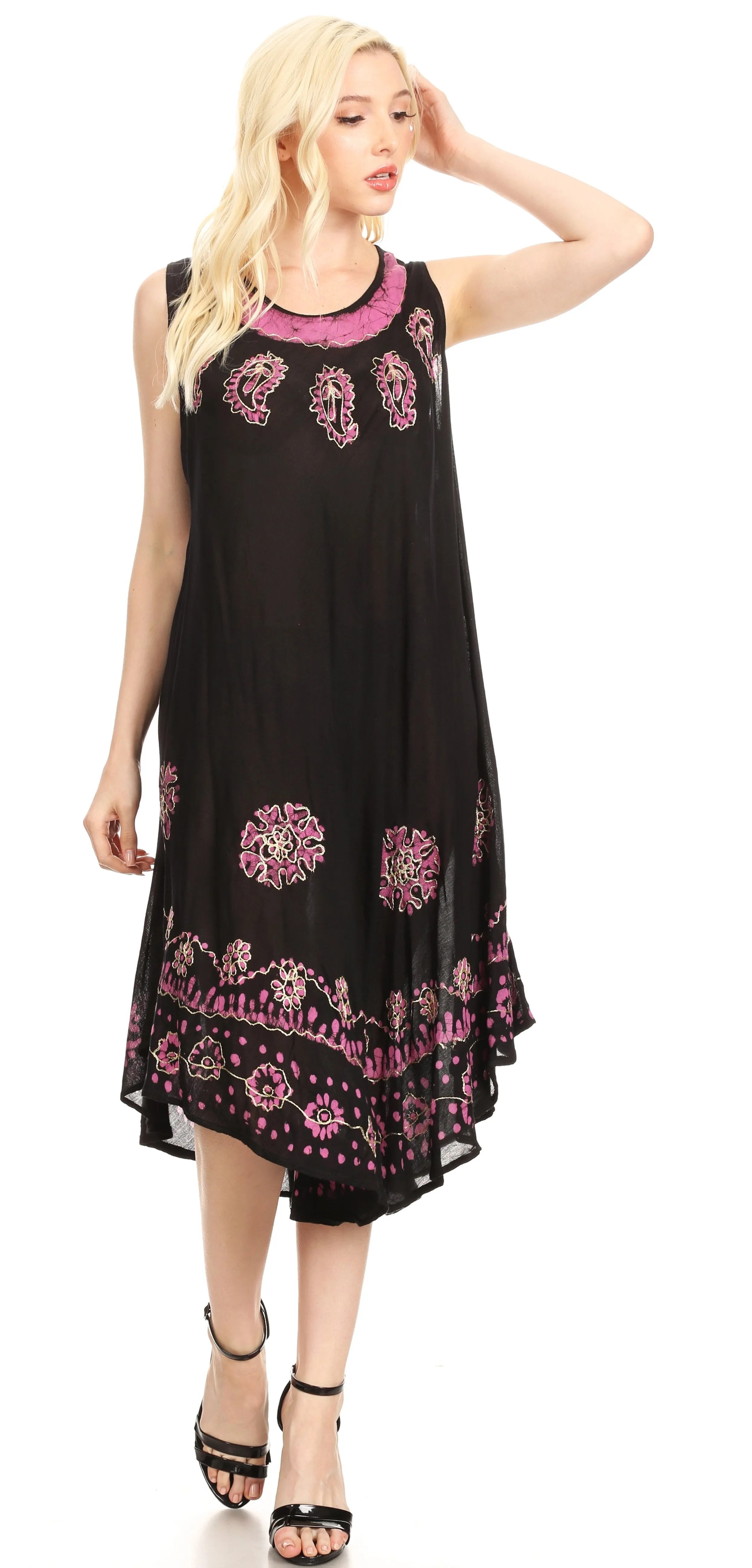Sakkas Tina Women's Casual Summer Maxi Loose Fit Sleeveless Tank Dress