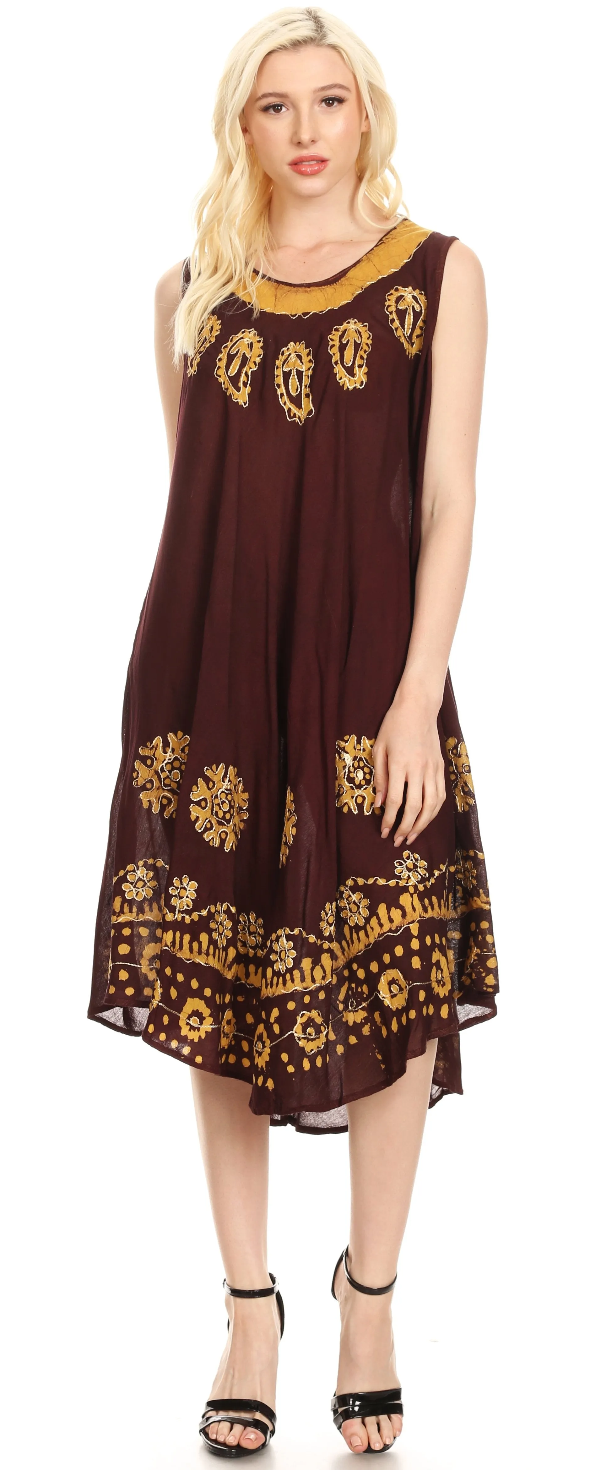 Sakkas Tina Women's Casual Summer Maxi Loose Fit Sleeveless Tank Dress
