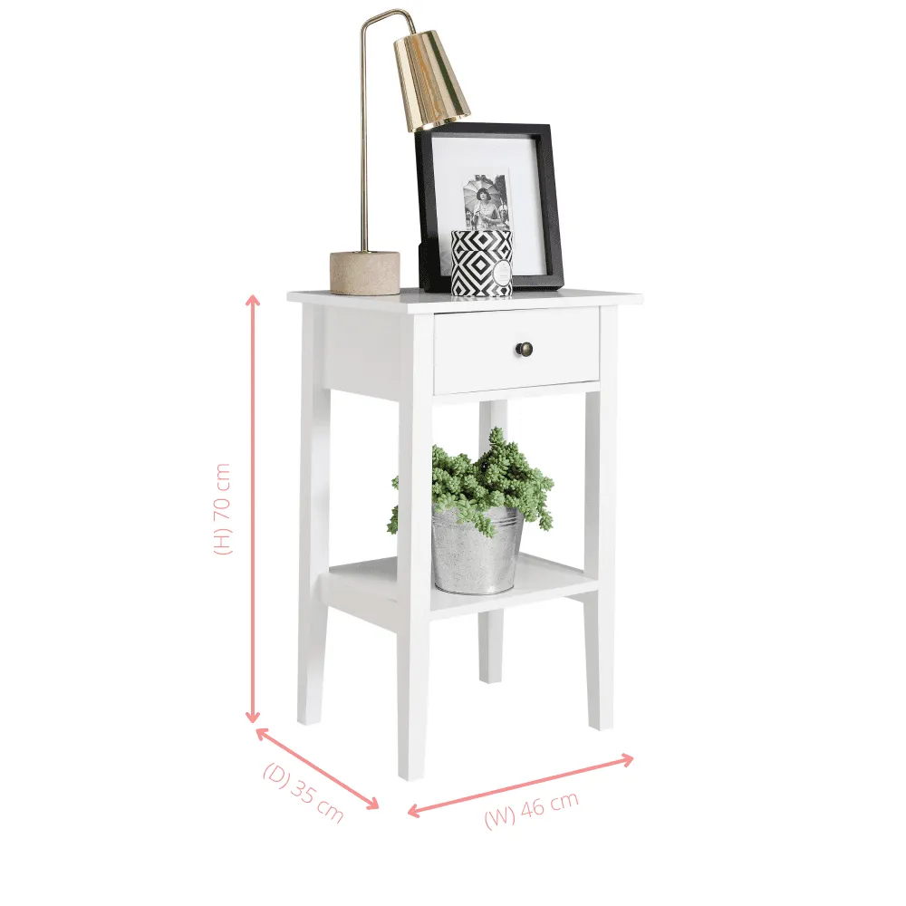 Trend Bedside Cabinet with Drawer in Classic White