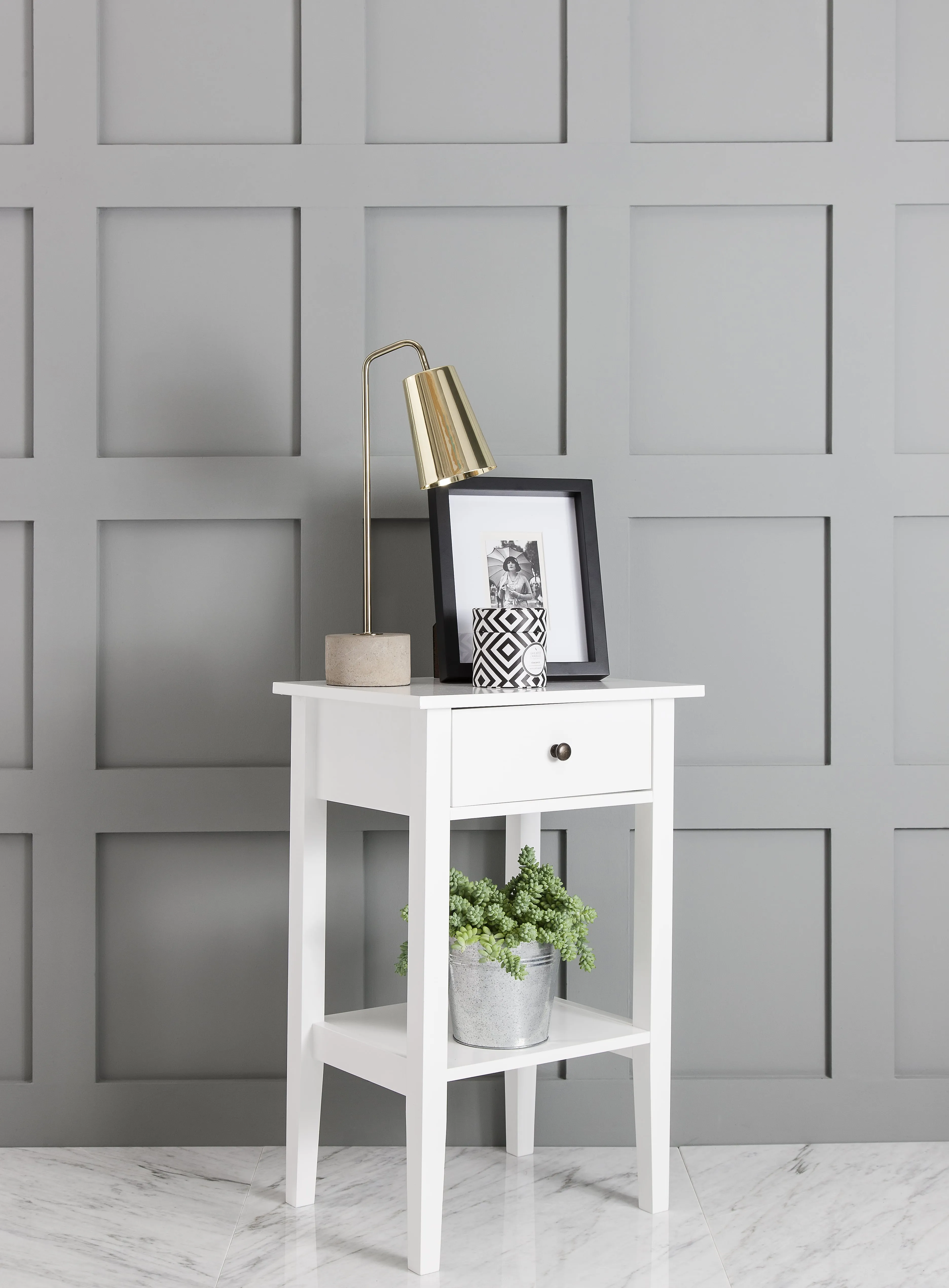 Trend Bedside Cabinet with Drawer in Classic White