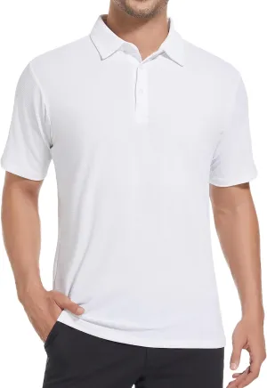 WARHORSEE Mens Golf Shirt Short Sleeve Striped Golf Polo Shirts for Men Moisture Wicking Performance Dry Fit Polo Shirts