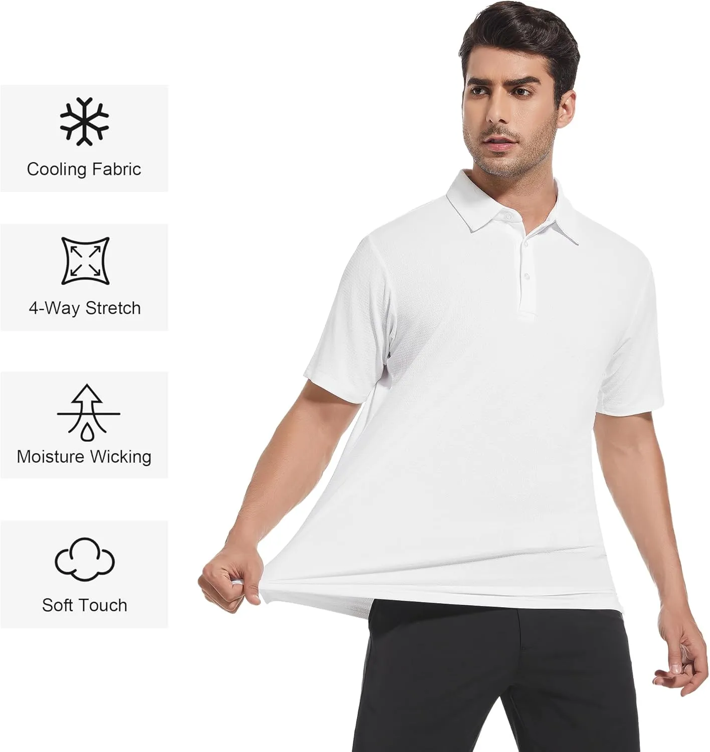 WARHORSEE Mens Golf Shirt Short Sleeve Striped Golf Polo Shirts for Men Moisture Wicking Performance Dry Fit Polo Shirts