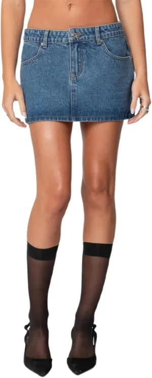 Women Mini Denim Skirts Low Rise Solid Color Summer Skirt for Daily, Travel, Parties