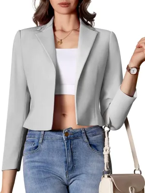 Womens Casual Long Sleeve Blazers Solid Color Notch Lapel Suit Work Office Open Front Blazer Jackets