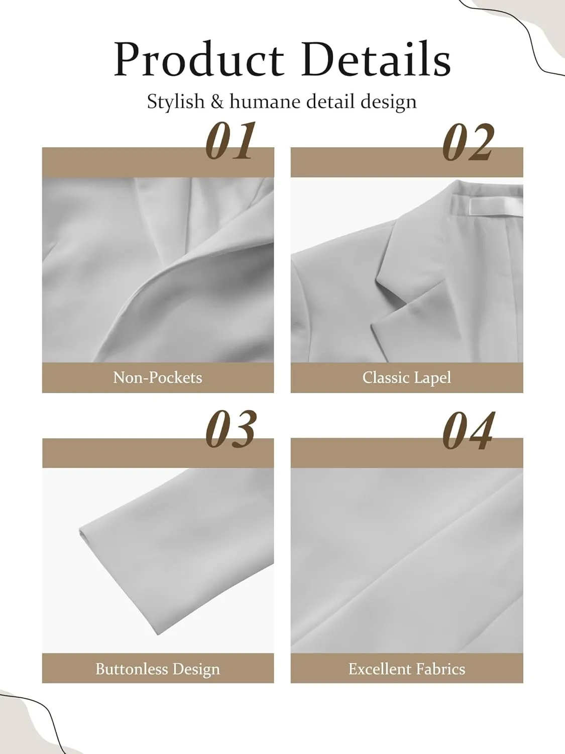 Womens Casual Long Sleeve Blazers Solid Color Notch Lapel Suit Work Office Open Front Blazer Jackets
