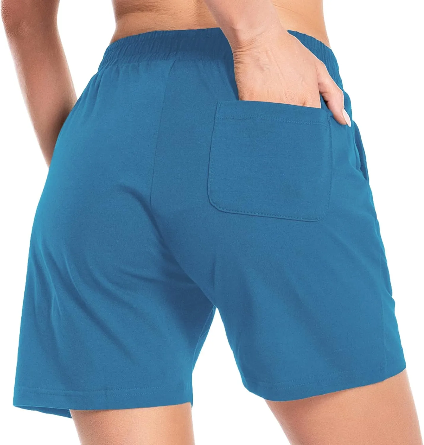 Women's Cotton Shorts 5" Sweat Bermuda Pull on Shorts with Deep Pockets for Lounge Gym Yoga Walking Athletic
