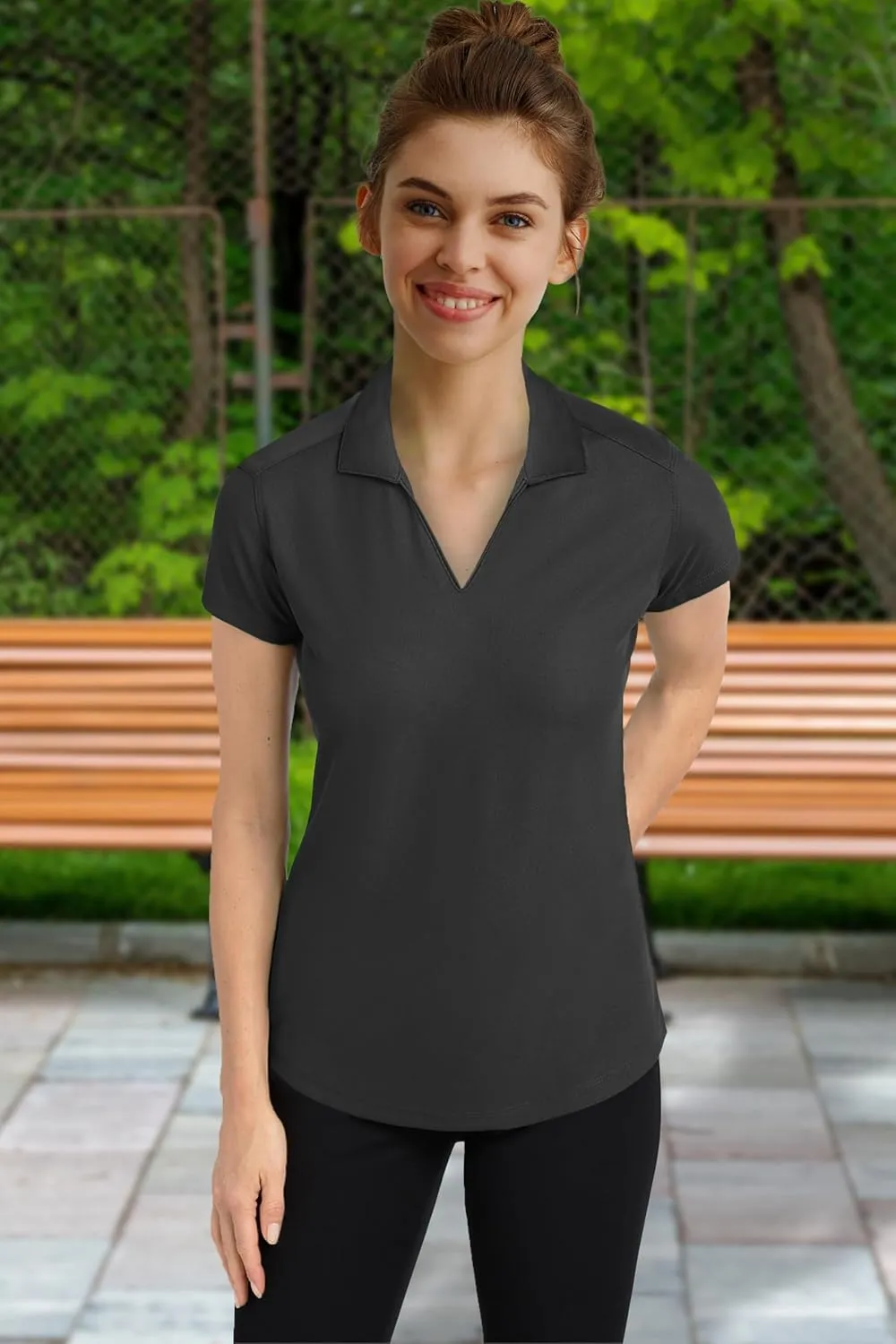 Womens V-Neck Racer Mesh Polo Shirts Short Sleeve Moisture Wicking Tee Shirts in Size XS Till 4XL