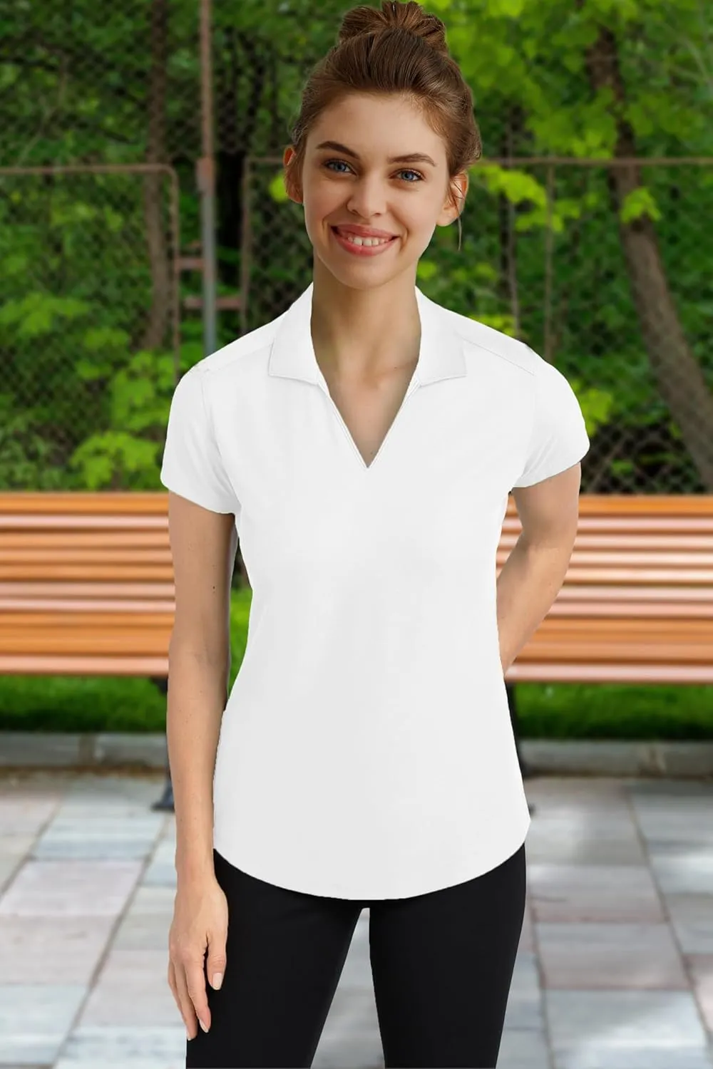 Womens V-Neck Racer Mesh Polo Shirts Short Sleeve Moisture Wicking Tee Shirts in Size XS Till 4XL