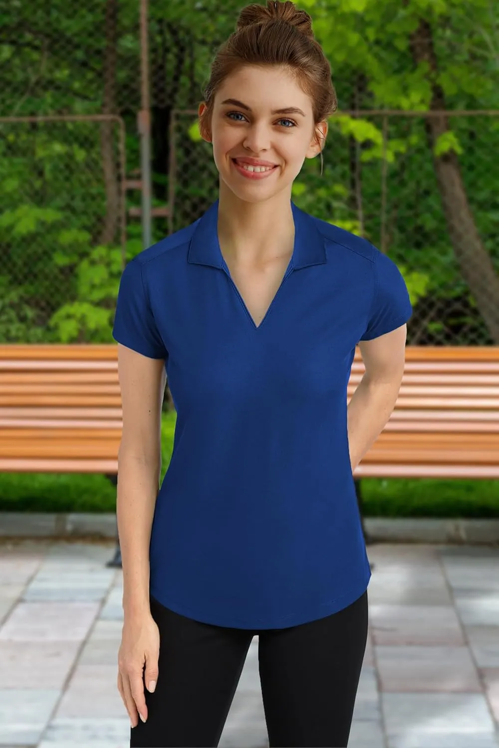 Womens V-Neck Racer Mesh Polo Shirts Short Sleeve Moisture Wicking Tee Shirts in Size XS Till 4XL