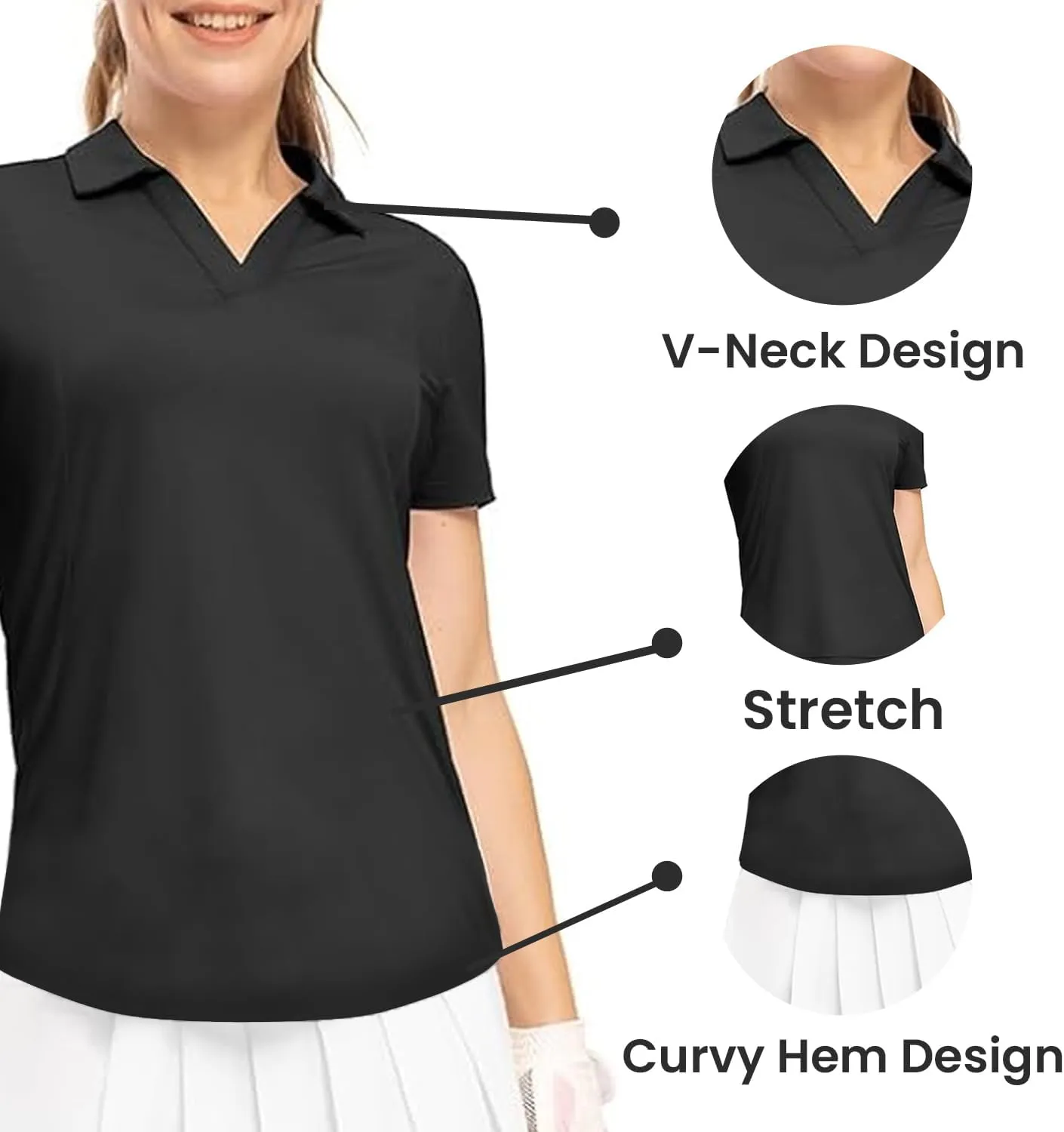 Womens V-Neck Racer Mesh Polo Shirts Short Sleeve Moisture Wicking Tee Shirts in Size XS Till 4XL